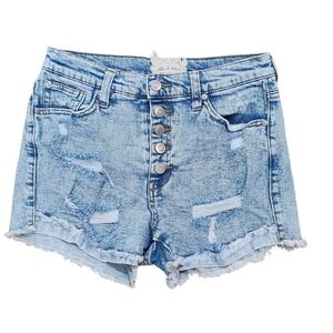Altard State Denim Shorts Distressed Frayed Hem Button Fly Light Wash Size 27